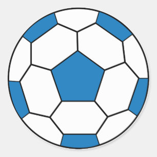 サッカーボールの青のステッカー ラウンドシール