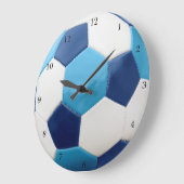 サッカーボールの青 ラージ壁時計 (傾斜)