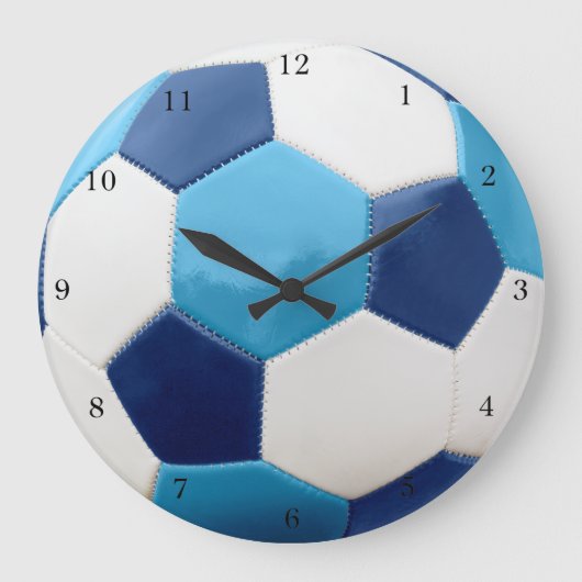 サッカーボールの青 ラージ壁時計 (正面)