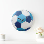 サッカーボールの青 ラージ壁時計 (ホーム)