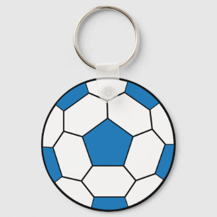 サッカーボールの青Keychain キーホルダー