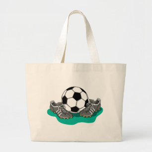 サッカーボールの靴 ラージトートバッグ