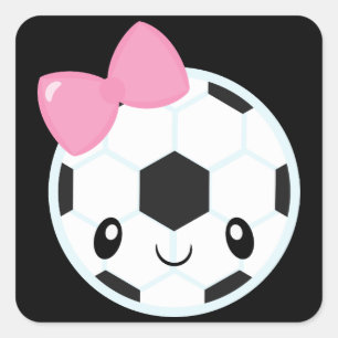サッカーボールのEmojiのガーリーなステッカー スクエアシール