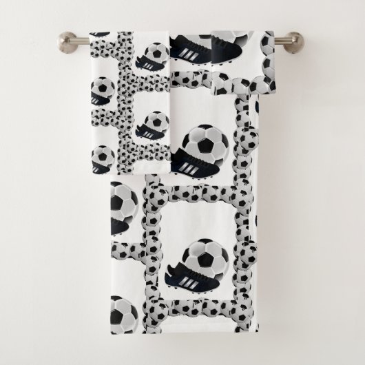 サッカーボールをセットするバスルーム用タオル バスタオルセット (インサイチュ)