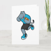 サッカーボールを抱えたヒポポタマス カード (正面)