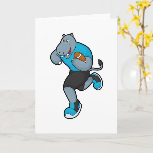 サッカーボールを抱えたヒポポタマス カード (黄色い花)