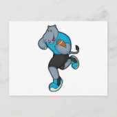 サッカーボールを抱えたヒポポタマス ポストカード (正面)