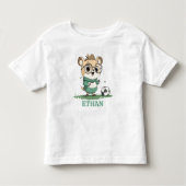 サッカーボールを持ったかわいいクマ トドラーTシャツ (正面)