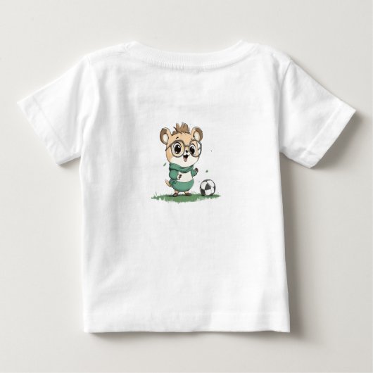 サッカーボールを持ったかわいいクマ ベビーTシャツ (裏面)