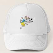 サッカーボールを持ったサッカー選手としての猫 キャップ (正面)