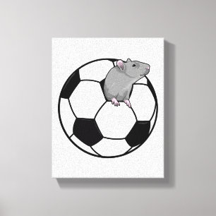 サッカーボールを持ったネズミ キャンバスプリント