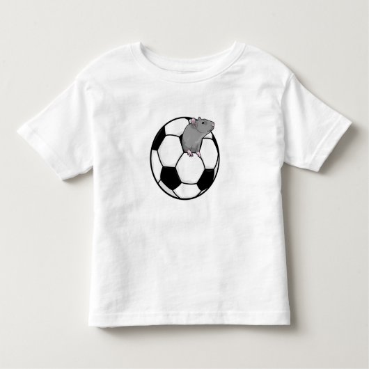 サッカーボールを持ったネズミ トドラーTシャツ (正面)