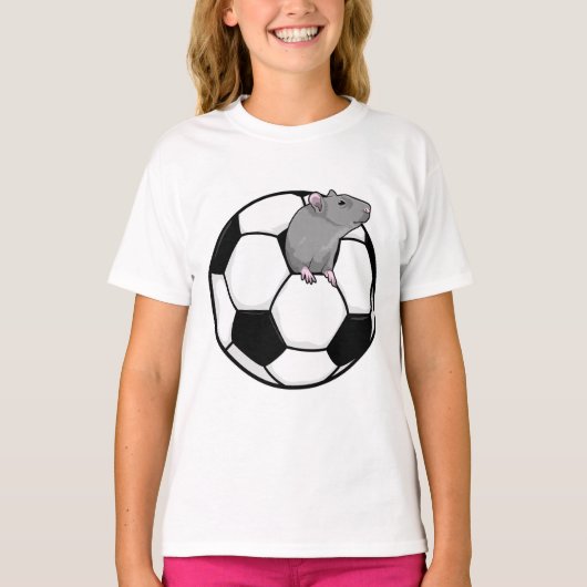 サッカーボールを持ったネズミ Tシャツ (正面)