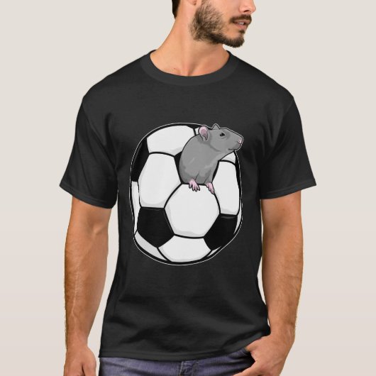 サッカーボールを持ったネズミ Tシャツ (正面)
