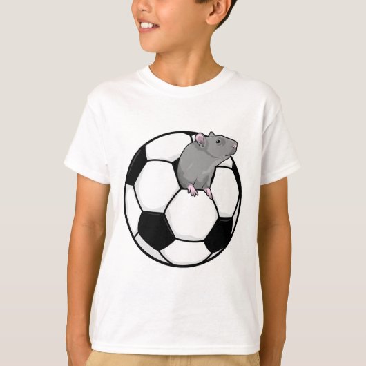 サッカーボールを持ったネズミ Tシャツ (正面)