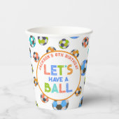サッカーボールを持ってお誕生日を祝おう！ 紙コップ (正面)