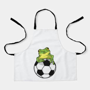 サッカーボールを持つカエル エプロン