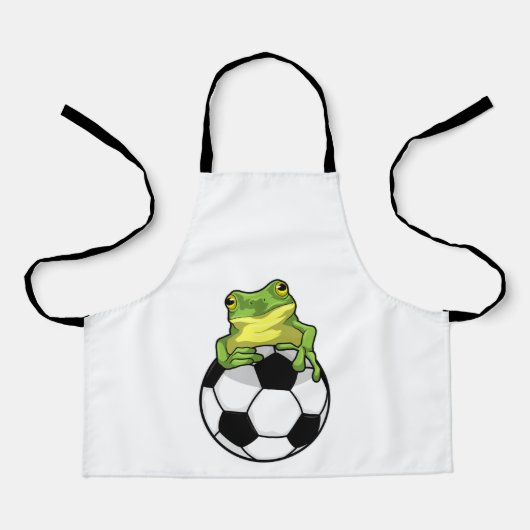 サッカーボールを持つカエル エプロン (正面)