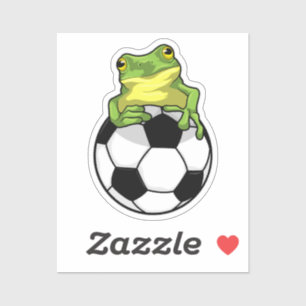 サッカーボールを持つカエル シール
