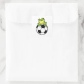 サッカーボールを持つカエル スクエアシール (バッグ)