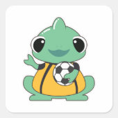 サッカーボールを持つゴールキーパーとしてカメレオン スクエアシール (正面)