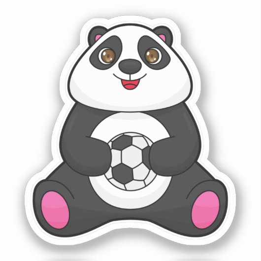 サッカーボールを持つサッカー選手としてのパンダ シール (正面)