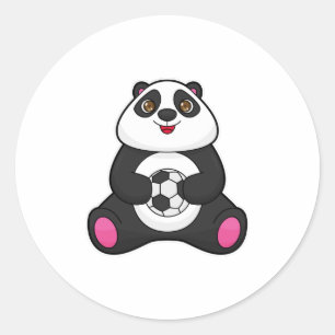 サッカーボールを持つサッカー選手としてのパンダ ラウンドシール