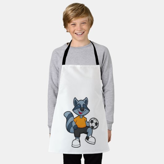 サッカーボールを持つサッカー選手としてのルーン エプロン (着用した状態)