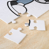 サッカーボールを持つサッカー選手としてのルーン ジグソーパズル (側面)