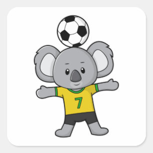 サッカーボールを持つサッカー選手としてコアラ スクエアシール