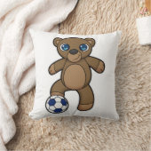 サッカーボールを持つサッカー選手としてベア クッション (ブランケット)