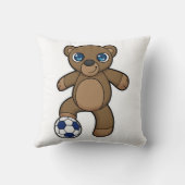 サッカーボールを持つサッカー選手としてベア クッション (裏面)