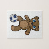 サッカーボールを持つサッカー選手としてベア ジグソーパズル (横)