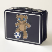 サッカーボールを持つサッカー選手としてベア メタルランチボックス (裏面)