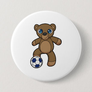 サッカーボールを持つサッカー選手としてベア 缶バッジ