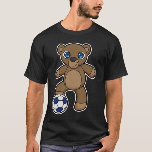 サッカーボールを持つサッカー選手としてベア Tシャツ (正面)