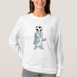 サッカーボールを持つサッカー選手のウサギ Tシャツ