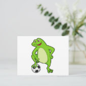 サッカーボールを持つサッカー選手のカエル ポストカード (スタンド正面)