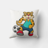 サッカーボールを持つサッカー選手のタイガー クッション (裏面)