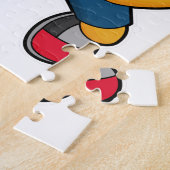 サッカーボールを持つサッカー選手のタイガー ジグソーパズル (側面)