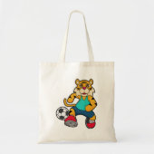 サッカーボールを持つサッカー選手のタイガー トートバッグ (正面)