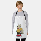 サッカーボールを持つサッカー選手の犬 エプロン (着用した状態)