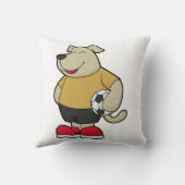 サッカーボールを持つサッカー選手の犬 クッション (裏面)