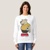 サッカーボールを持つサッカー選手の犬 スウェットシャツ (正面フル)