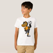 サッカーボールを持つサッカー選手の馬 Tシャツ (正面フル)