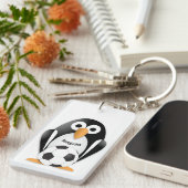 サッカーボールを持つペンギン キーホルダー (正面右)