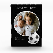 サッカーボールを持つ父の日の写真 フォトブロック (正面)