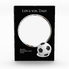 サッカーボールを持つ父の日の写真 フォトブロック