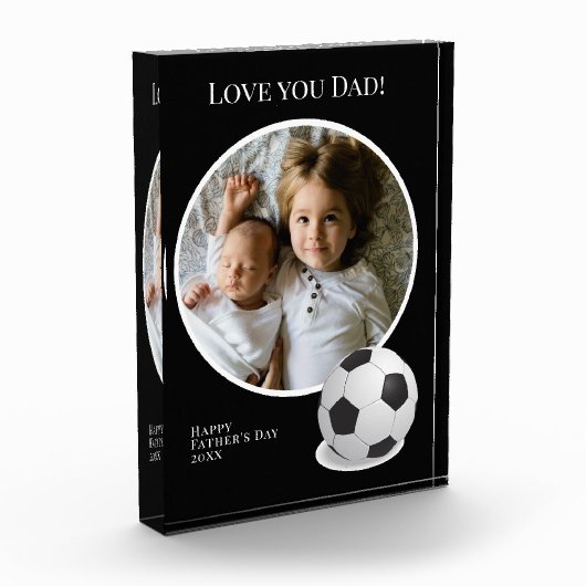 サッカーボールを持つ父の日の写真 フォトブロック (左)