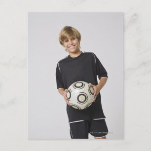 サッカーボールを持つ男の子,笑顔,ポートレート ポストカード